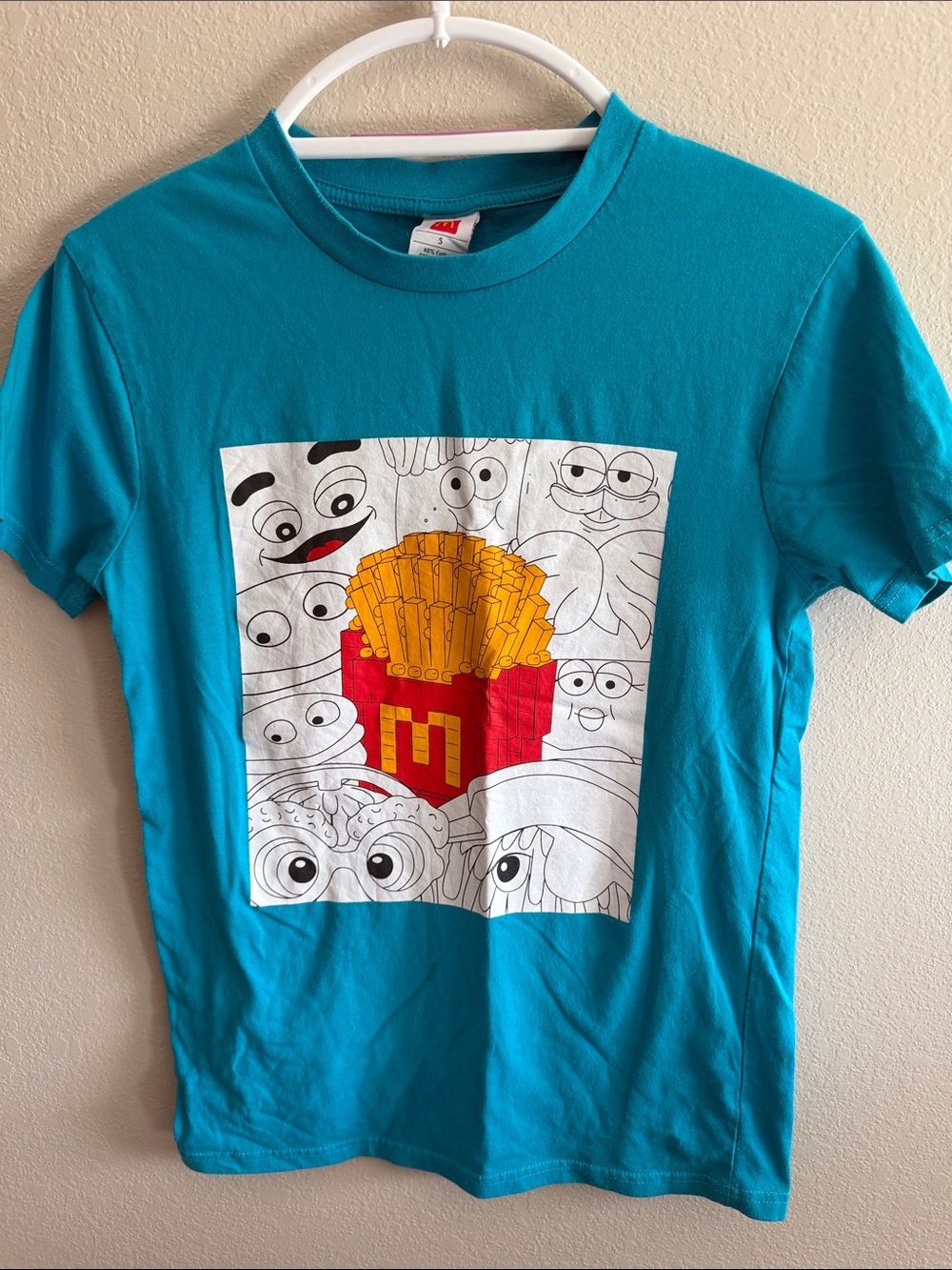 McDonald's Teal Graphic Fries Tee - Men's Shirt Size Small Nanoblocks